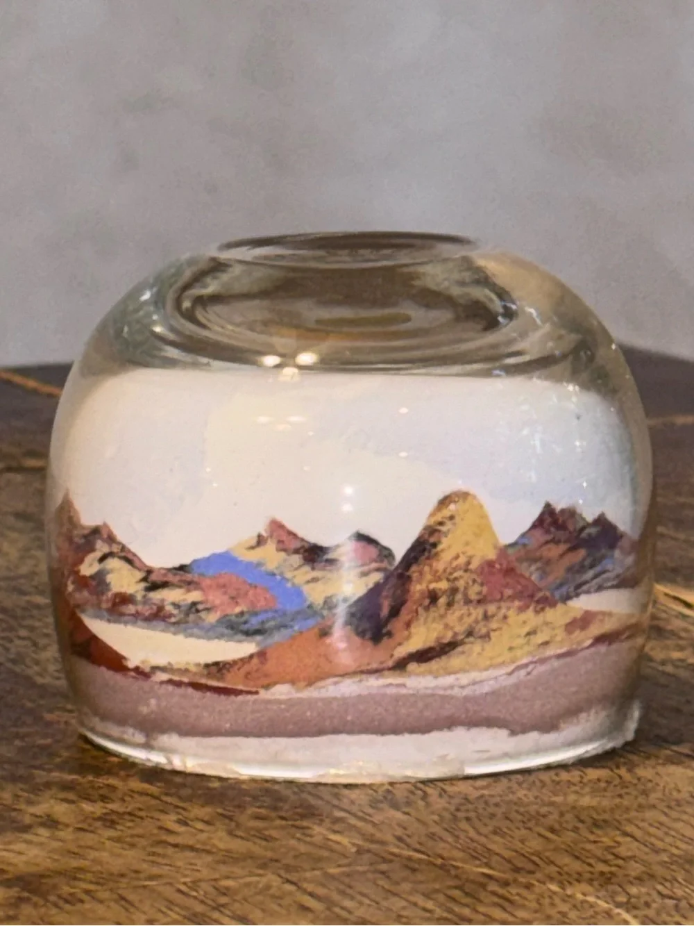 Vtg Arizona Southwest Glass Paperweight Hand Made Painted Desert Sand Art
